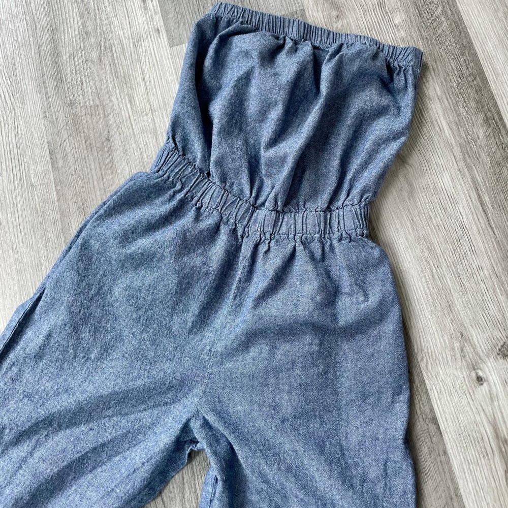 American Apparel Woman’s Denim Tube Top Jumpsuit